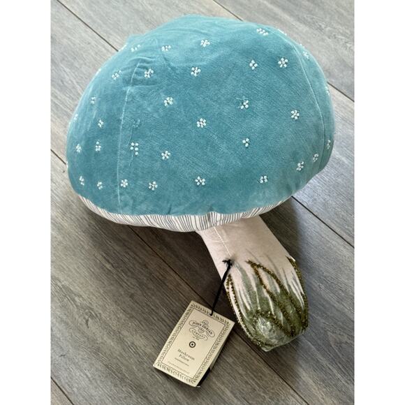 John Derian Target BLUE MUSHROOM PILLOW Embellished Velvet 17”x14” Whimsycore - Picture 1 of 7